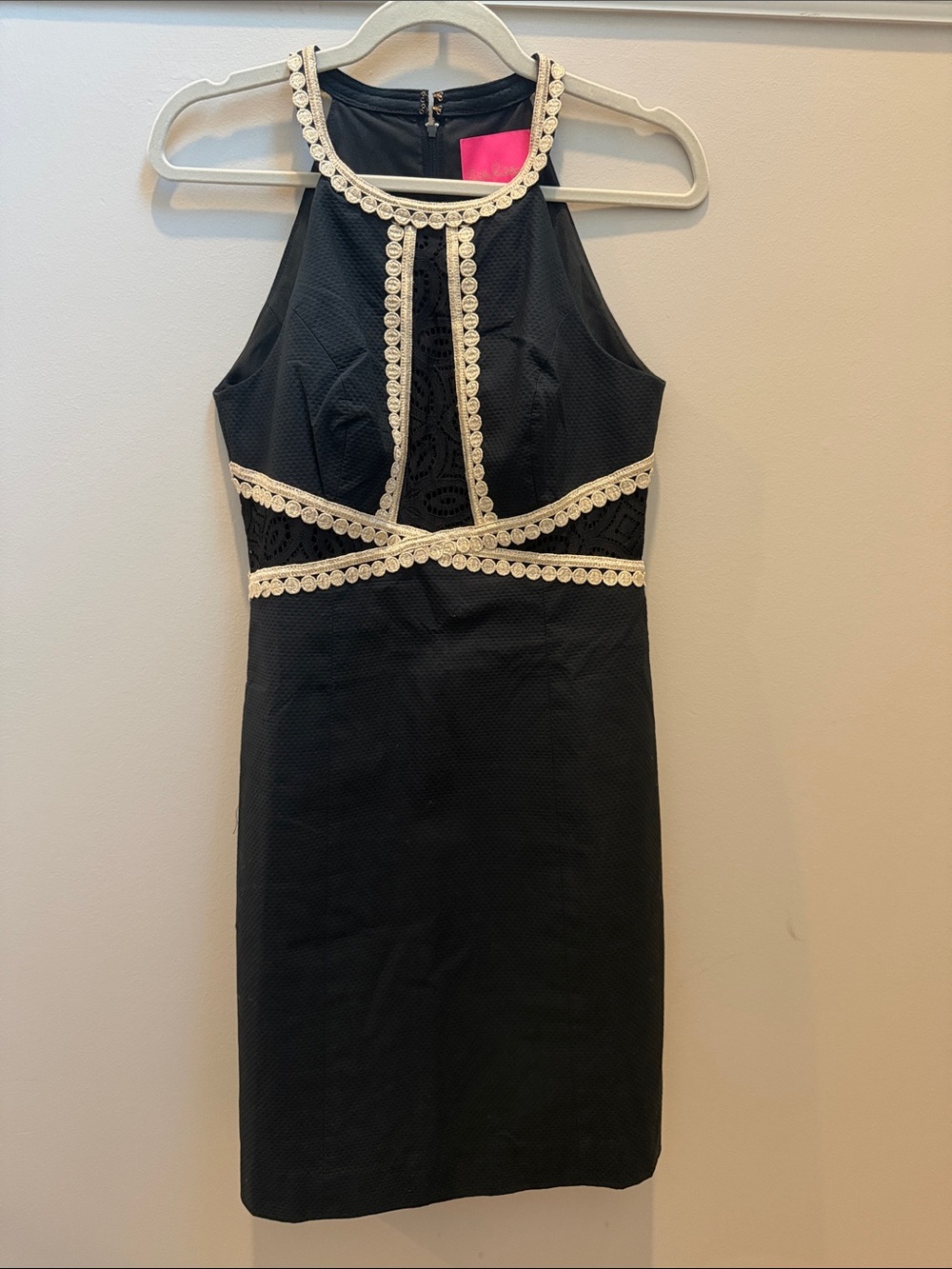 Like New Lilly Pulitzer Black Halter Dress with Gold Trim Sz 4